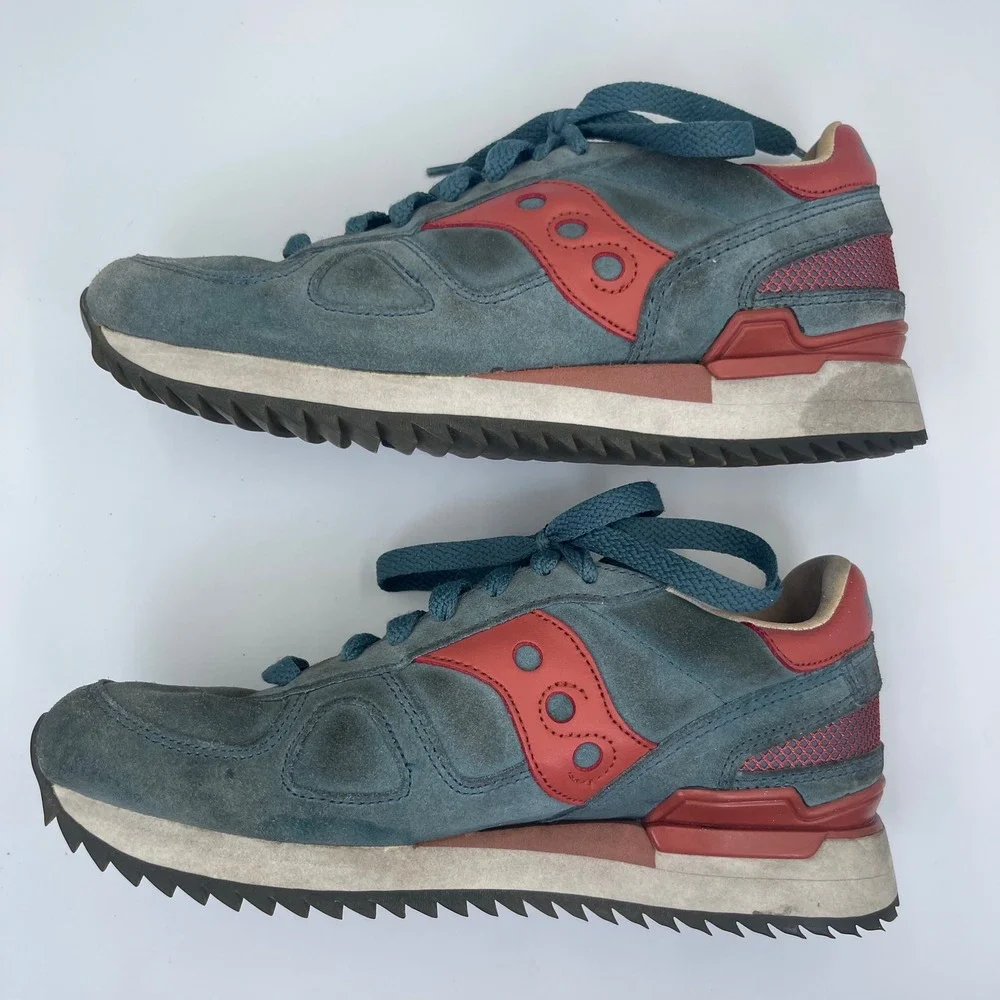 Saucony Shadow Original Mens Size 8.5 Blue Red Suede Low Top Lifestyle Sneakers